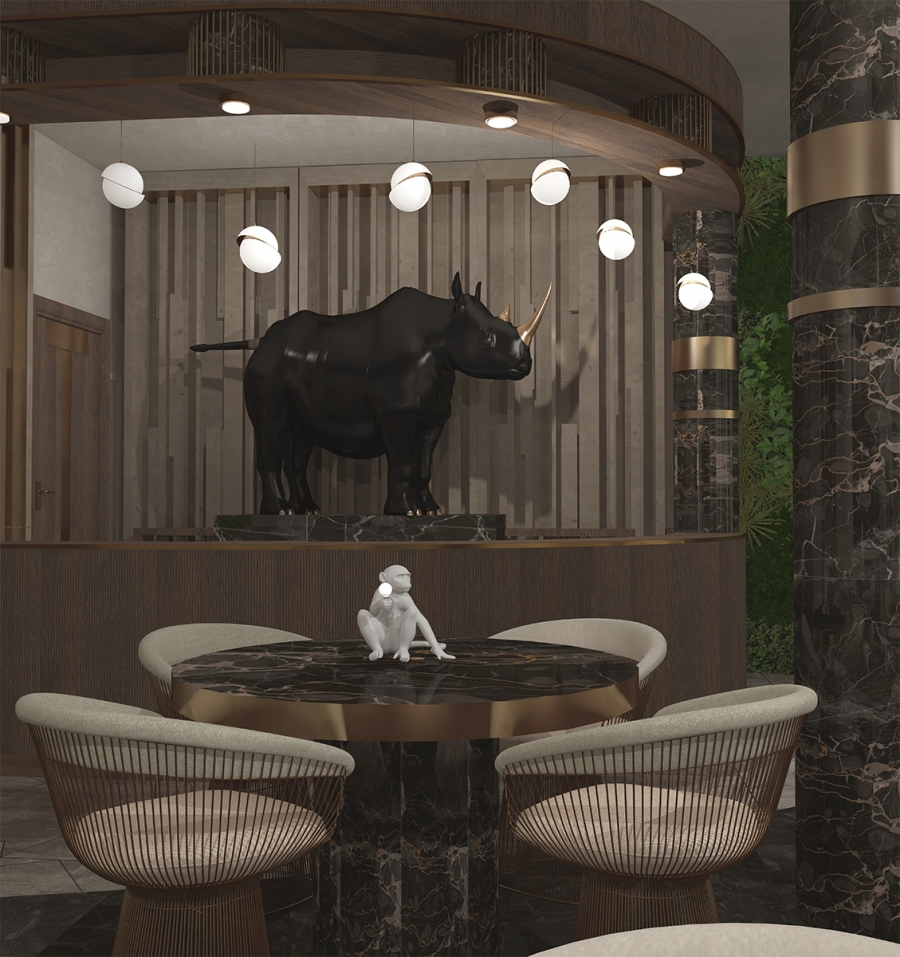 Интерьер ресторана “Белый Носорог”